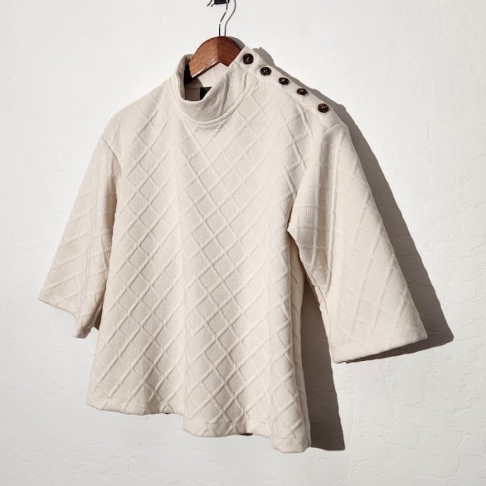Sunday in Brooklyn (Anthropologie) Women's 3/4 Sleeve Mock Neck Sweater Sz Sm - Picture 2 of 4